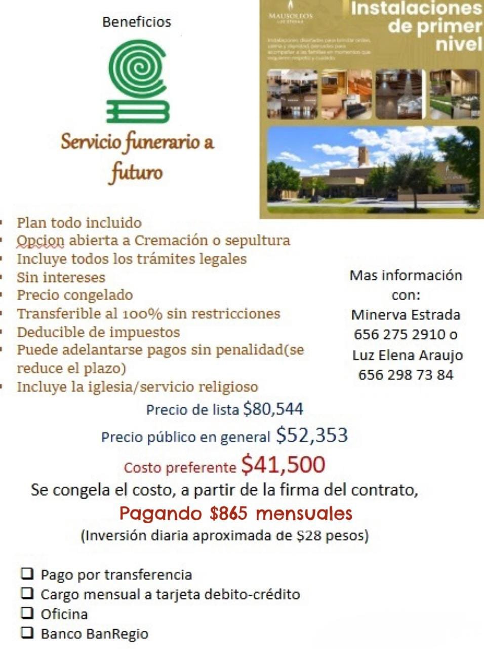 En Mausoleos Luz Eterna con precio preferencial para STAACOBACH