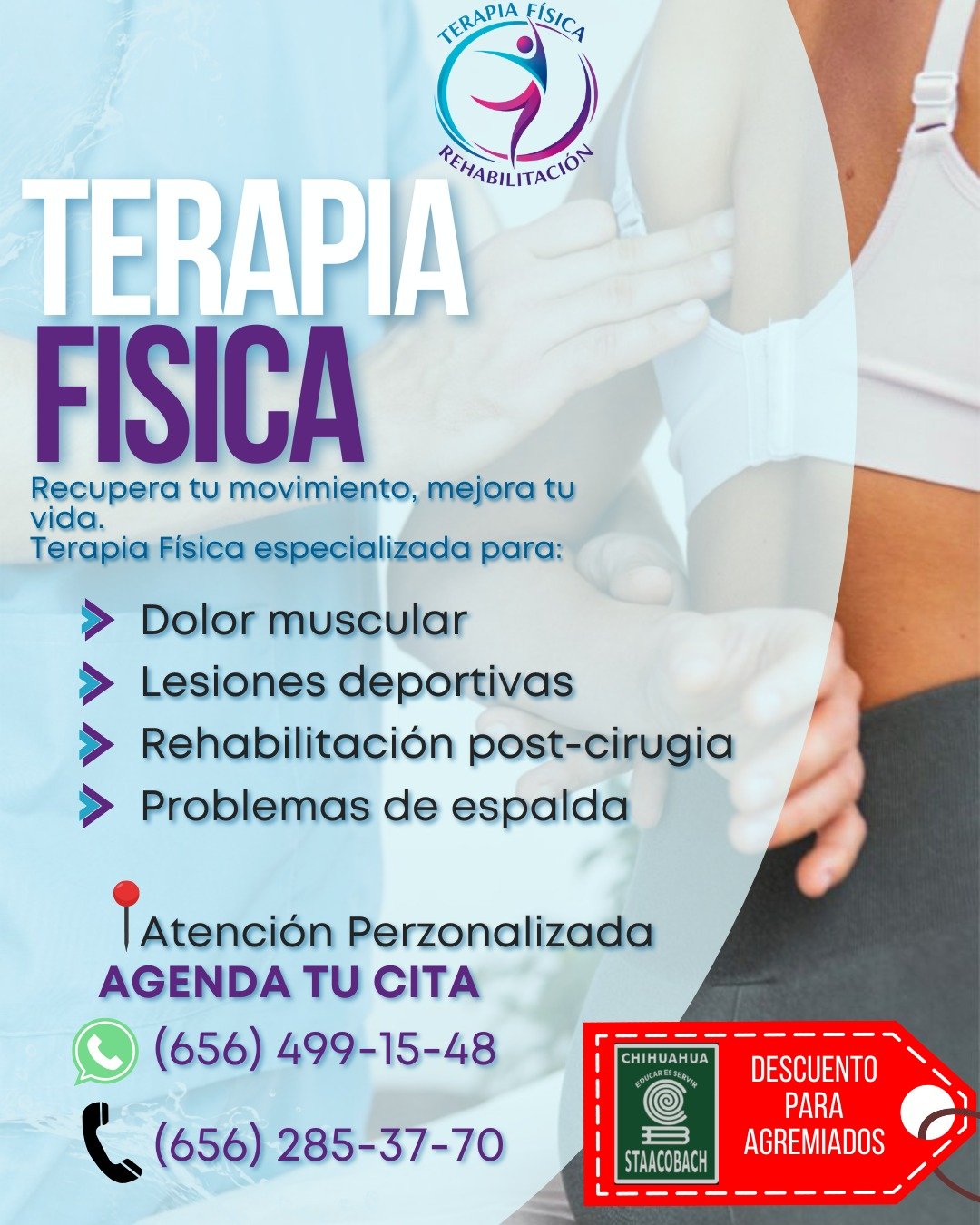 Atención de Terapia Física con descuentos especiales